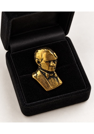 Atatürk Büst Figürlü Metal Yaka Rozeti Ceket Ve Takım Elbise Aksesuarı Gri