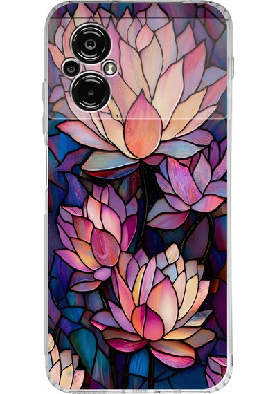 Printify Poco M5 İle Uyumlu Vitray Sessiz Lotus Tasarımlı Şeffaf Silikon Kılıf Şeffaf