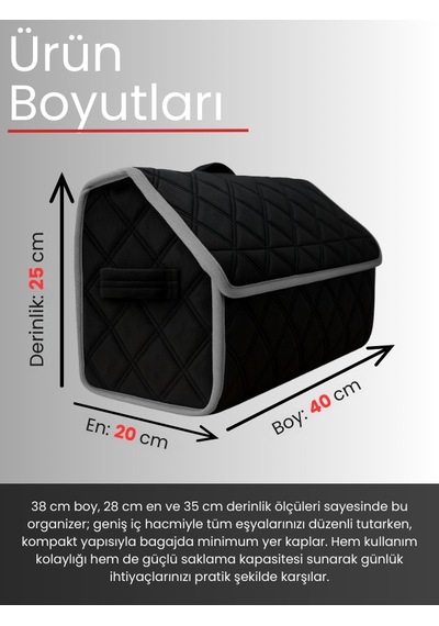 Araç Bagaj Düzenleyici Organizer Tay Tüyü Kaymaz Cırt Bantlı Geniş Hacimli Çanta A5