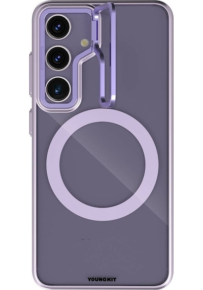 Galaxy Uyumlu S24 Kılıf Magsafe Şarj Özellikli Sararma Önleyici Youngkit Crystal Grid Kapak Gold