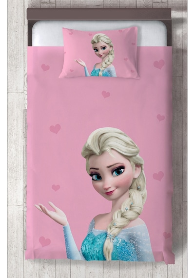 Mekta Home Bebek Ve Çocuk Odası Pembe Elsa Desenli Yatak Örtüsü Renkli