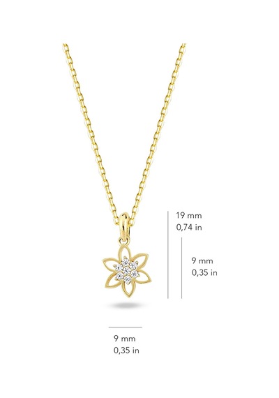 Goldkupe 14 Ayar Altın Taşlı Çiçek Kolye 1.7 Gr-5498