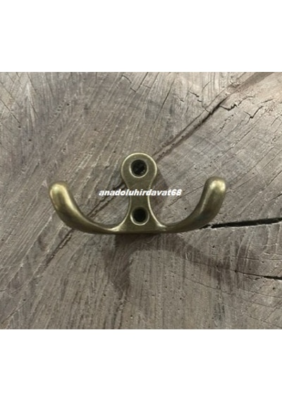Dmr Antik Sarı İkili Mini Askı Kalın Çiftli Bardak Askı Vestiyer Takı Askısı 55 30mm 12li