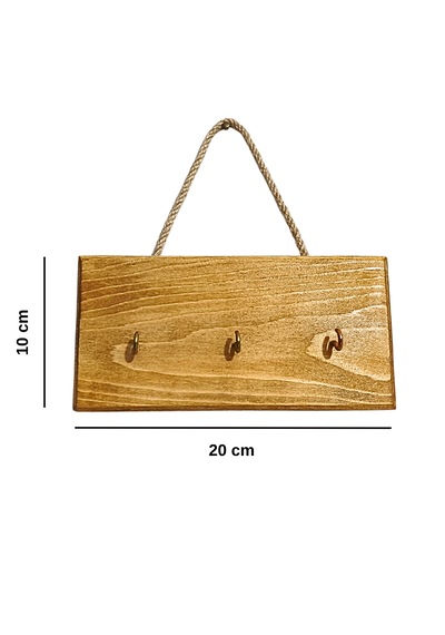 Ahşap Duvar Askılığı Halatlı Rustik Dekoratif Anahtar Askılığı 3 Kancalı / 3 Renk Brothers Craft Ceviz