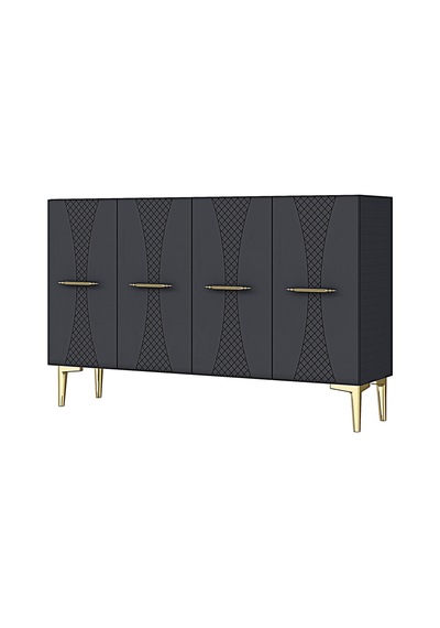 Ka1232ag Slim Konsol Ve Tv Sehpası Antrasit -gold 120cm Antrasit-gold