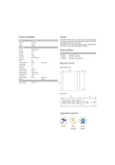 Eds Ps13v608-2k-d 13,6v / 8a Güç Kaynağı Bakım Gerektirmeyen Akümülatör