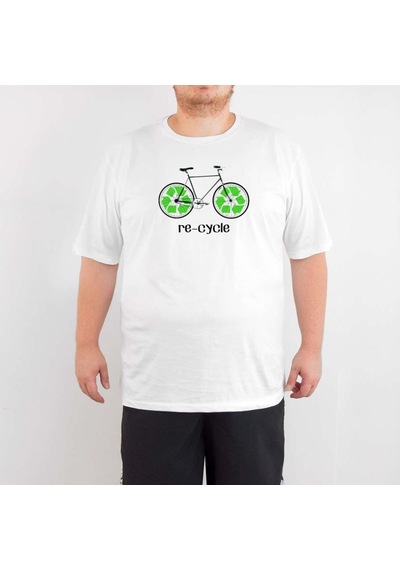 Bant Giyim - Geri Dönüşüm Bisiklet 4Xl Büyük Beden Beyaz Tişört Çok Renkli