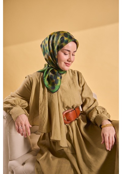 Silk Home Twill İpek Eşarp Noiré Yeşil 90x90 Çok Renkli