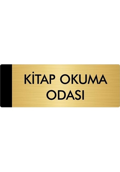 Metal Yönlendirme Levhası, Departman Kapı Isimliği Kitap Okuma Odası 10x20 Cm Altın Renk
