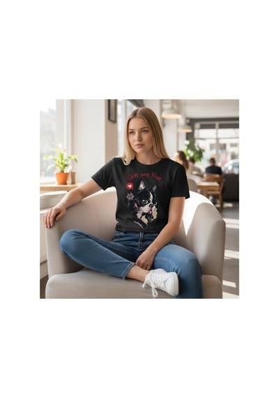 Urbantrendstore Unisex Pet Köpek Temalı Oversize Fit Rahat Geniş Salaş T-shirt Günlük Tişört Siyah