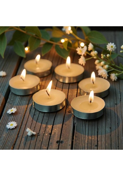 50 Adet Yuvarlak Beyaz Tea Light Mum Beyaz Mum Tealight Mum Yılbaşı Mumları Romantik Dekor Süsleme Beyaz