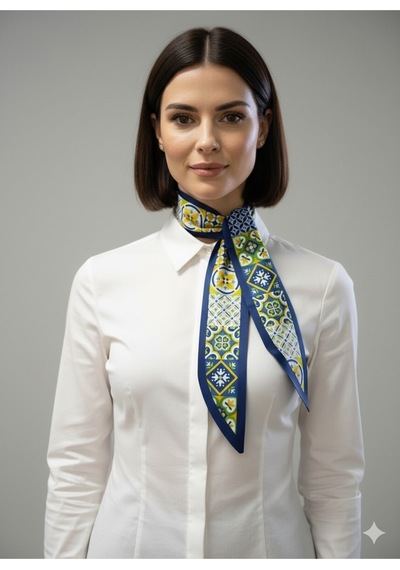 Tarzını Seç Akdeniz Fular Bandana Estascarf 100x6,5 Cm Mavi
