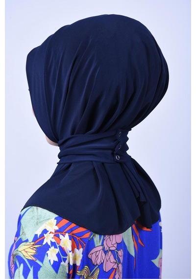 Çıt Çıtlı Bone Tesettür Mayo Üstü Uyumlu Deniz Ve Havuz Bonesi Hijab Lacivert K.lacivert