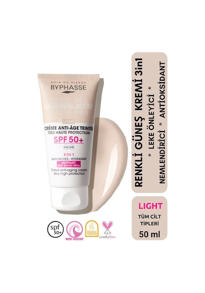 Byphasse  3'ü 1 Arada Renkli Güneş Kremi Light SPF50+ 50 ML
