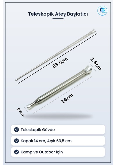 Teleskopik Ateş Başlatıcı Outdoor Üfleme Borusu Taşınabilir Kamp