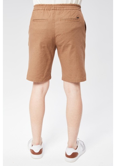 Braccas Erkek Beli Lastikli Bağcıklı Pamuk Keten Karışımlı Slim Fit Jogger Şort Vizon Vizon Braccas Erkek Beli Lastikli Bağcıklı Pamuk Keten Karışımlı Slim Fit Jogger Şort Vizon Vizon