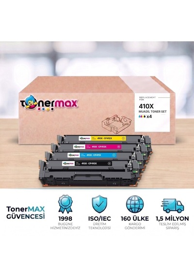 Hp Color Laserjet Pro M452dn 410x Cmyk Uyumlu Toner Seti Çipli