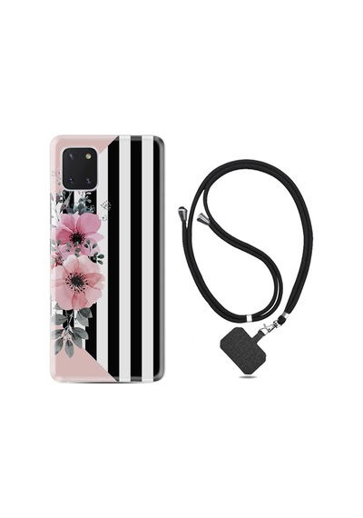 Samsung Galaxy Uyumlu Note 10 Lite Kılıf Desenli Silikon Boyun Askılı Flowers 4 1390