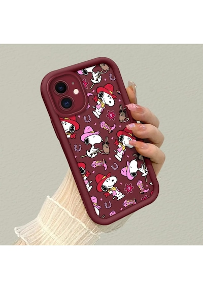 Apple  iPhone 11 Uyumlu Darbeye Dayanıklı Kamera Korumalı Bordo Silikon Baskı  Desenli Kılıfi