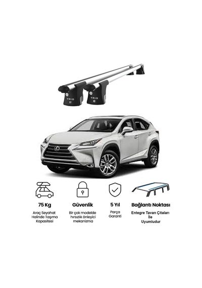 Trio-ıı Lexus Nx200 2015ve Sonrası Uyumlu Kilitli Ara Atkı 120cm Port Bagaj Tavan Barı