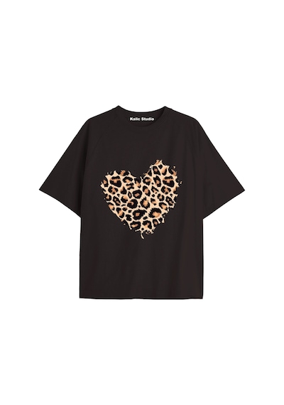 Kalic Studio Y2k Vintage Leopar Baskılı Siyah T-shirt Kod 146 Siyah-146