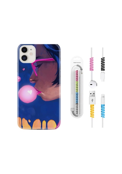 Apple Uyumlu iPhone 12 Mini Kılıf Kablo Koruyuculu Sakız Ve Kız 1767