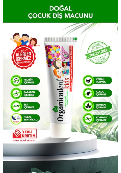 Organicadent Doğal Çocuk Diş Macunu 50ml 3 Adet Beyazlatma