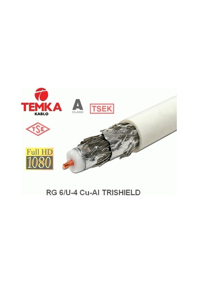Temka Rg6U4 Trishield 64Tel Anten Kablosu 100Mt