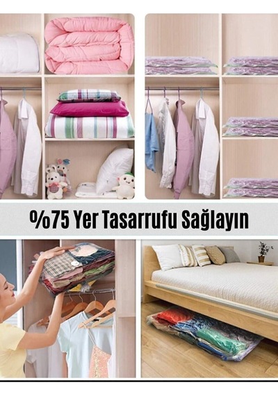 4 Adet 55 90 Cm Vakumlu Hurç Yorgan Hurcu Valiz Düzenleyici Gardırop Düzenleyici Vakumlu Poşet Sil Diğer