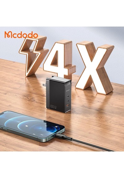Lexroo Gan 100w 3-port Fast Charger, Siyah Standart