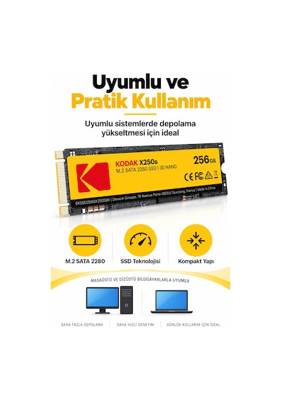 X250s 256gb M.2 Sata 2280 Ssd 520 Mb/s Okuma 500 Mb/s Yazma Hızlı Ssd