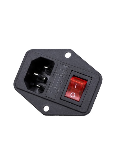 220V Erkek Power Soketi  Sigorta Yuvalı ve Işıklı Açma Kapama Anahtarlı Kulaklıklı Montaj Tip