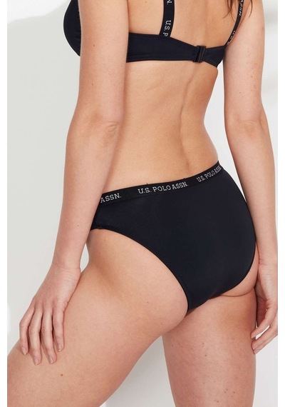 U.S. Polo Assn. Kadın Siyah Kalın Kenarlı Lastikli Bikini Alt 21511