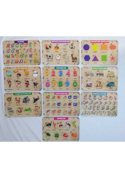 Ahşap Puzzle 10'lu Set Eğitici Oyuncak