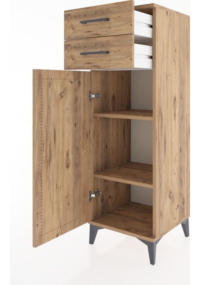 Hyperion Dolap 2 Raflı 2 Çekmeceli Tek Kapaklı 44x44x134 Çam-çam Çam