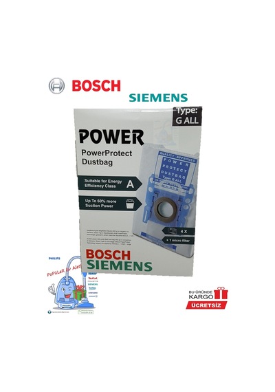 Bosch Uyumlu G All Hygienic Power Power Protect Toz Torbası 4 Adet