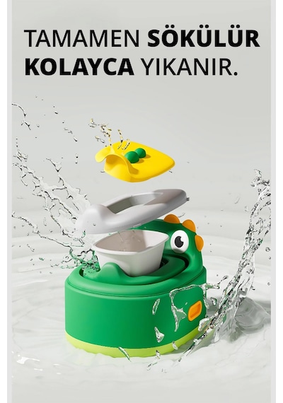 Wellgro Dino 2'si 1 Arada Bebek Lazımlık ve Tuvalet Adaptörü - Yeşil