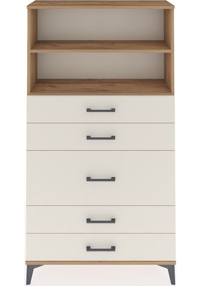 Arges Dolap 2 Raflı 5 Çekmeceli 88x30x163 Çam-aytaşı Çam