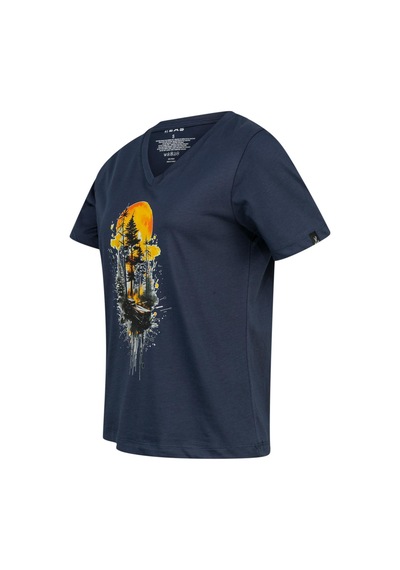 2as Alone Baskılı V Yaka Kadın T-shirt 413 Lacivert