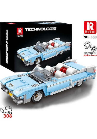 Reobrix Creator 809 Cadillac Eldorado Spor Araba Yaratıcı Yapı Blok Seti Building Blocks - 308 Parça