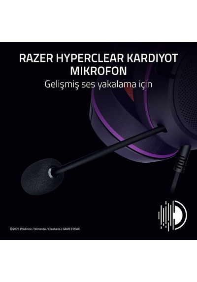 Razer Kraken Kitty V2 - Pokémon Gengar Edition - Usb Kulaklık - Gengar Spike'lar - Stream Reakt