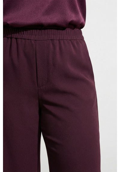 Myline Beli Lastikli Geniş Paça Pantolon Bordo