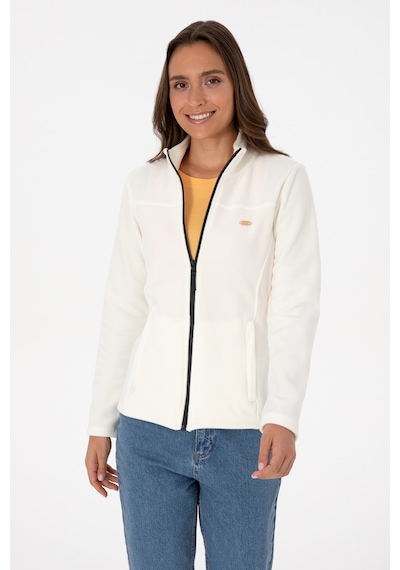 U.S. Polo Assn. Kadın Krem Fermuarlı Dik Yaka Polar Sweatshirt 50316729-VR256