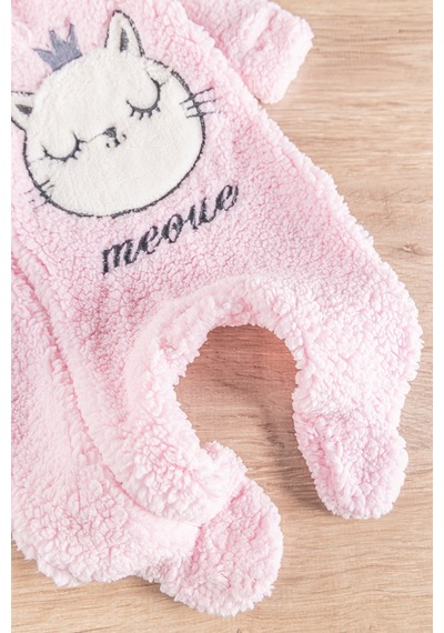 Babymod Kedi Figürlü Peluş Welsoft Kız/erkek Bebek Tulum Pembe