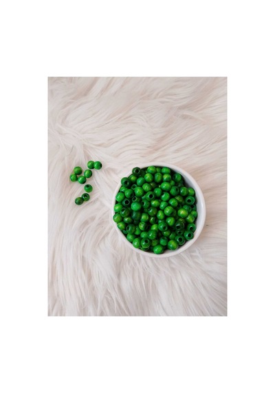 10 Mm Yeşil Ahşap Boncuk 50 Gr 125 140 Adet 3 Mm Makrome Delik Genişliği