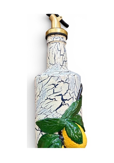 Büyük Boy Özel Tasarım Pastel Renkler Çizgili Limon Kabartmalı El Yapımı Cam Yağdanlık 750 Ml Sarı