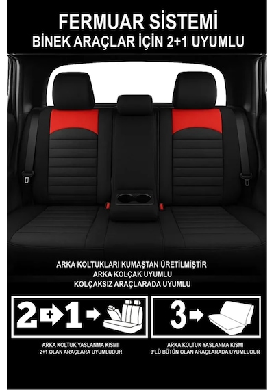 Dacia Duster Laureate 1.5 Dci 110 4x2 E2 I H Md 2015 Uyumlu Spor Serisi Tay Tüyü Kırmızı Oto Kılıfı Tam Set
