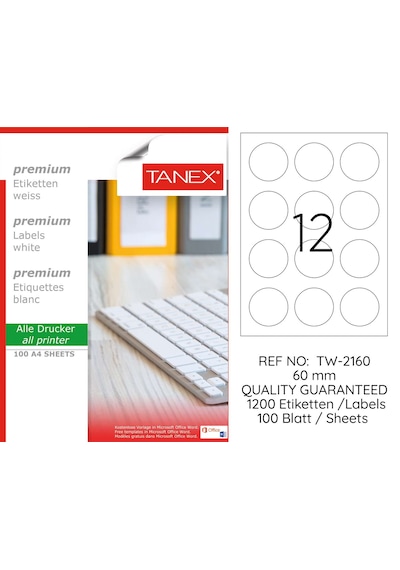 Tanex Tw-2160 60 MM Laser Etiket 100 Ad.