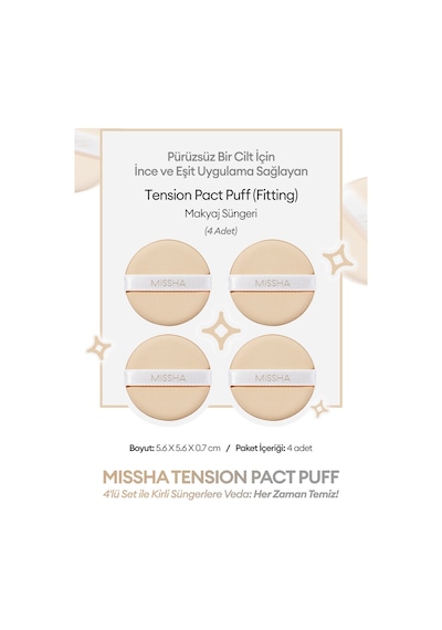 İnce Ve Eşit Uygulama Sağlayan Makyaj Süngeri Tension Pact Puff Fitting