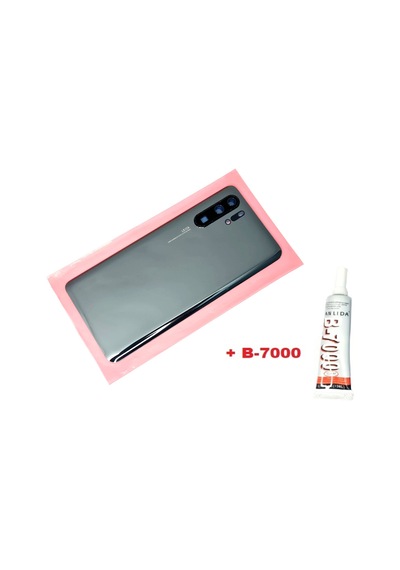 Tkgz P30 Pro Arka Kapak Batarya Pil Kapağı Lensli Cam B-7000 Siyah
